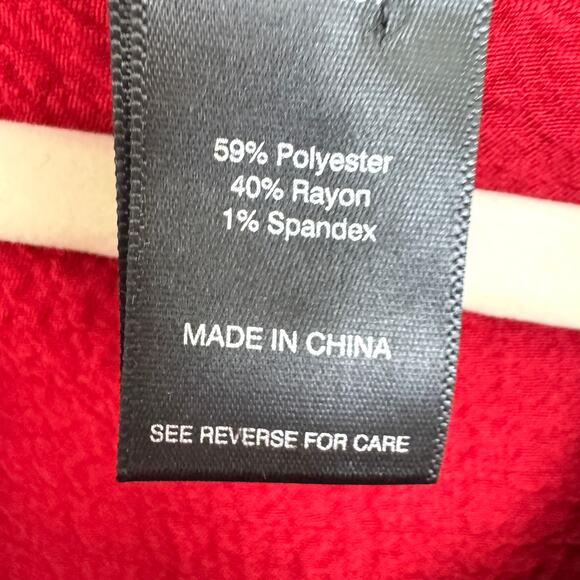 Ali Miles Womens Tunic Top Blouse Size L Lagenlook Artsy Flowy Roll Tab Red - Picture 5 of 7